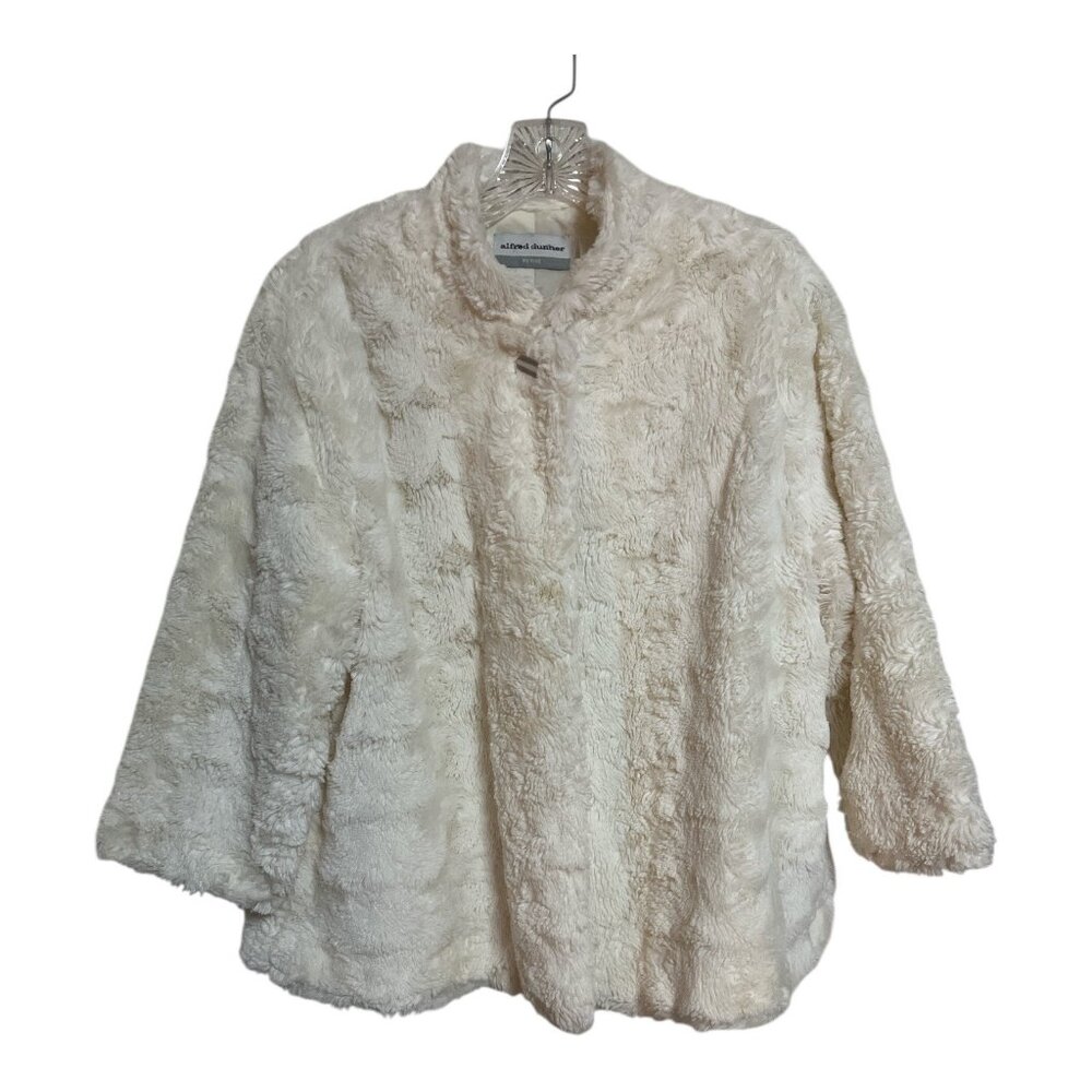 Alfred Dunner Petite Faux Fur Jacket Cream 14P Soft Plush Winter Coat